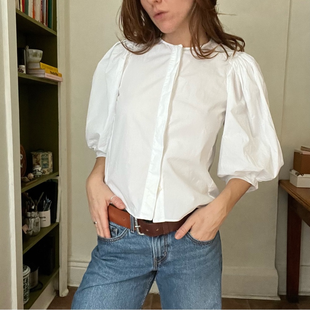 Cotton puffed sleeve blouse